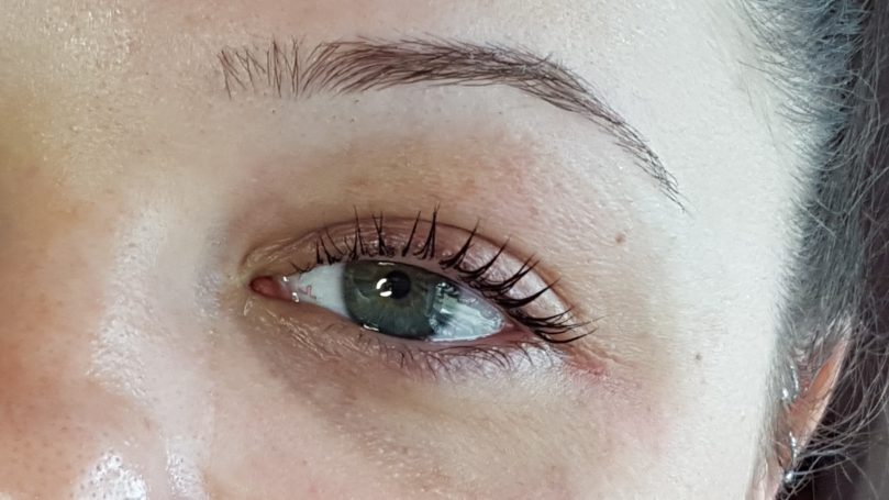 Lash Lift on short lashes Eyelash close up